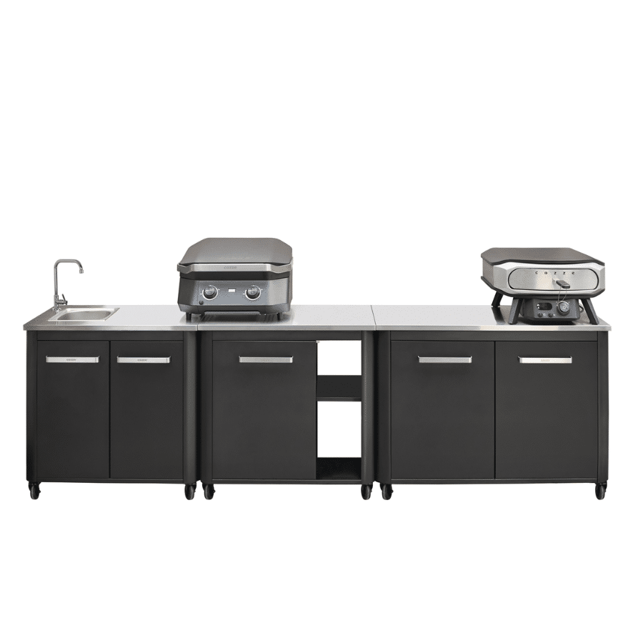 Bucătărie exterioară cu lavoar, 300 x 60 cm, Cozze