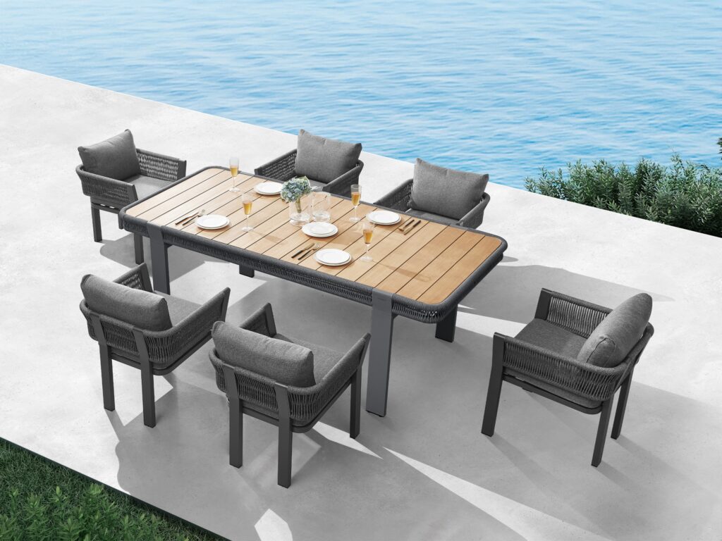 Set gradina Borromeo masa dreptunghiulara si 6 scaune Higold 2054180