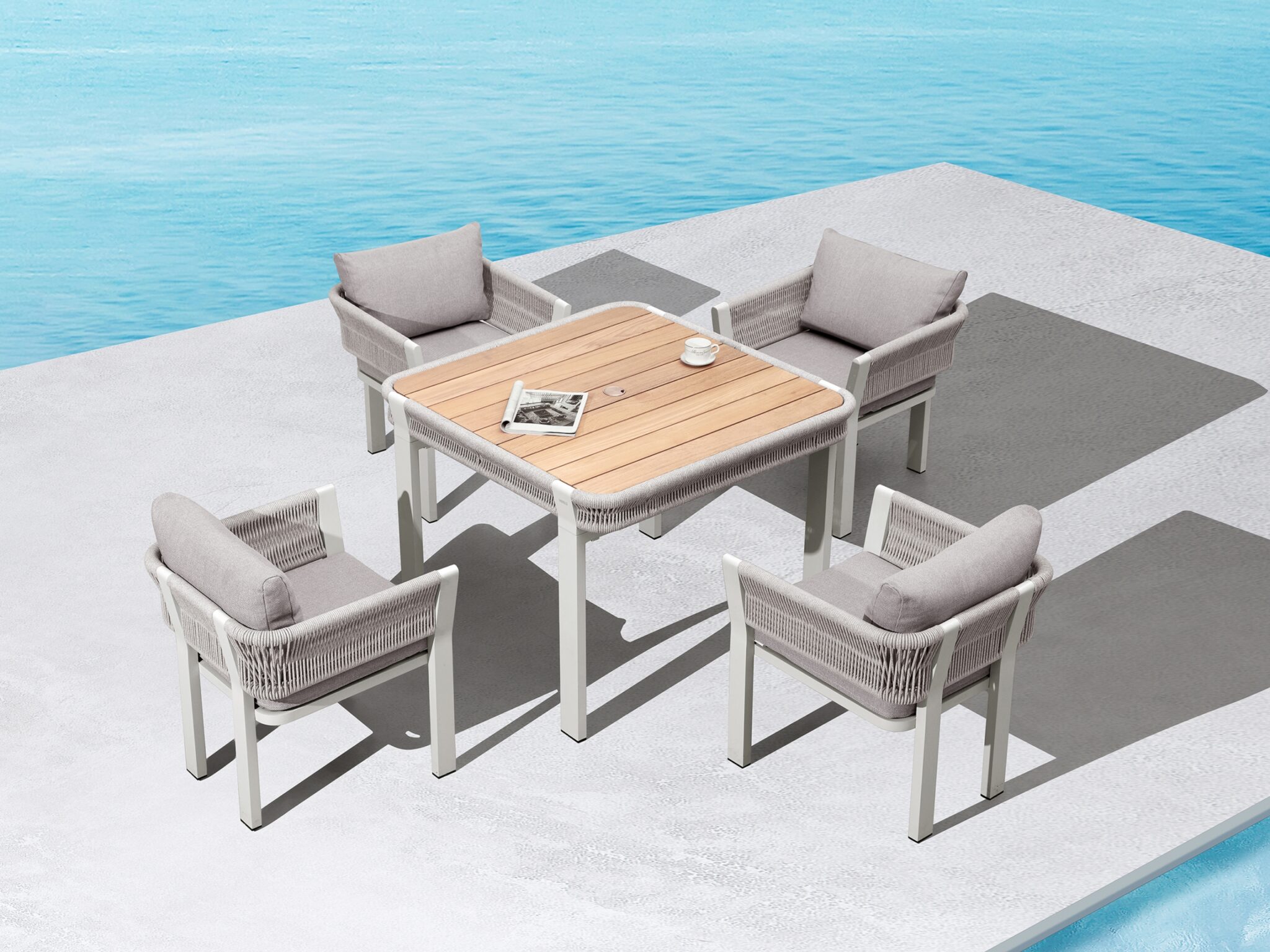 Set gradina Borromeo masa dreptunghiulara cu 4 scaune Higold 2054190