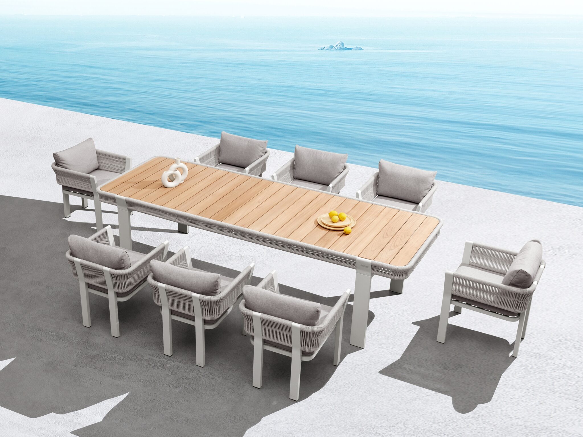 Set gradina Borromeo masa dreptunghiulara cu 8 scaune Higold 2054100