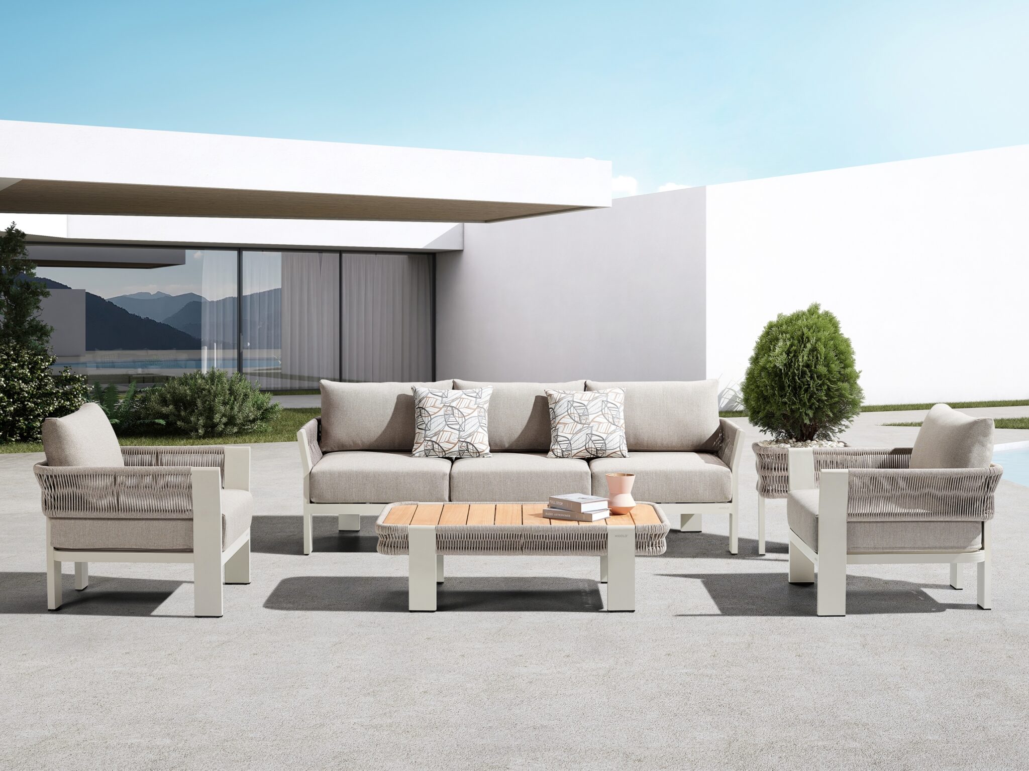 Mobilier gradina Borromeo canapea 3 locuri 2 fotolii masuta Higold 205420