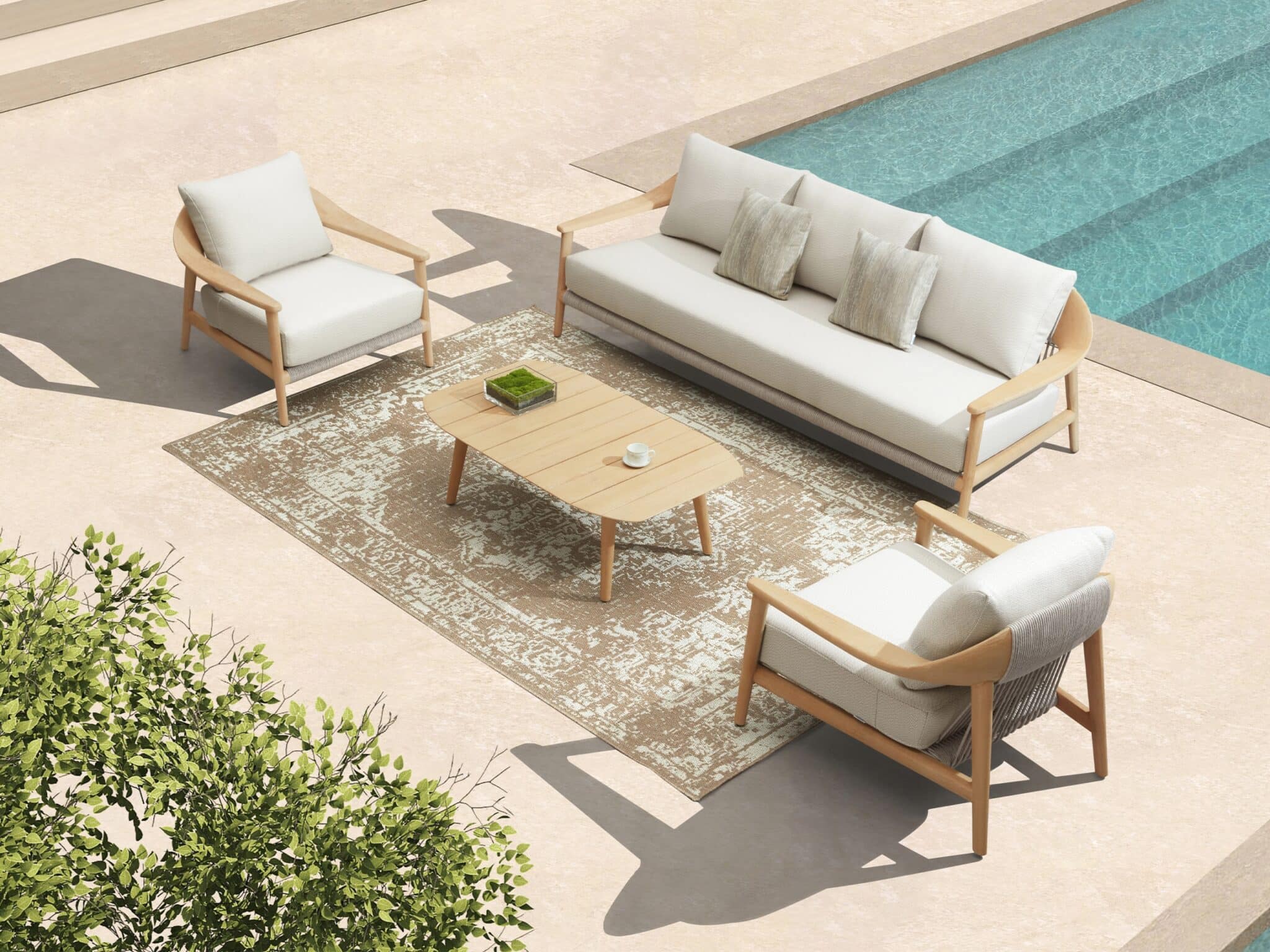 Mobilier gradina Leo canapea 3 locuri 2 fotolii si masuta Higold 206330N