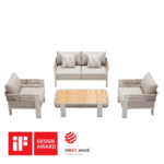 Mobilier gradina Borromeo canapea 2 locuri 2 fotolii masuta Higold 205410