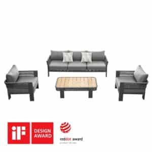 Mobilier gradina Borromeo canapea 3 locuri 2 fotolii masuta Higold 2054140