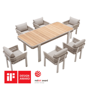 Set gradina Borromeo masa dreptunghiulara cu 6 scaune Higold 205490