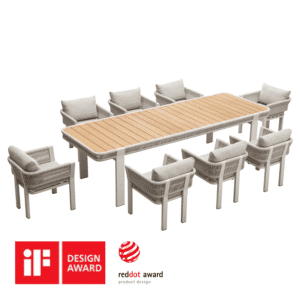 Set gradina Borromeo masa dreptunghiulara cu 8 scaune Higold 2054100