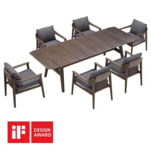 Set gradina Leo masa dreptunghiulara si 6 scaune Higold 206360